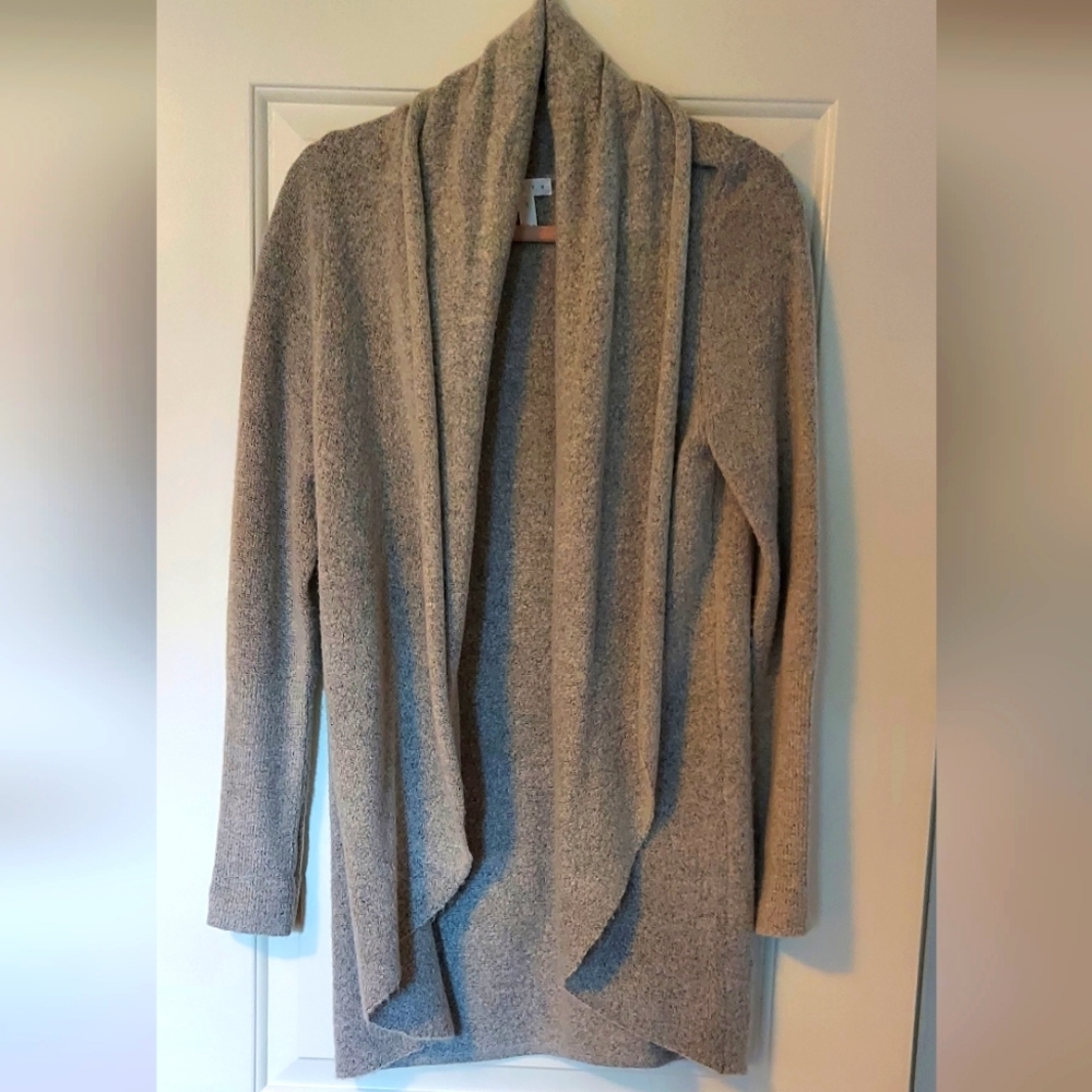 Leith Shawl Collar Open Front Gray Cardigan Sweater Size S
